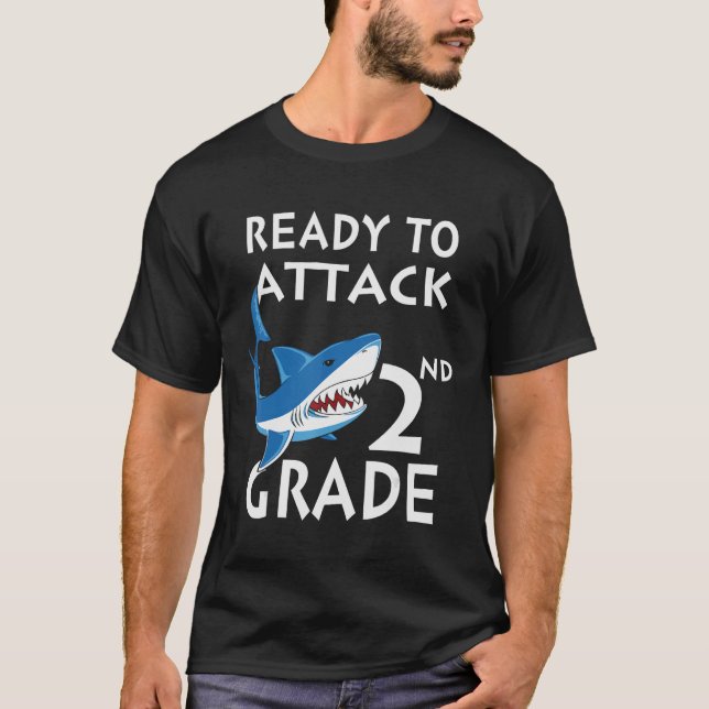 Camiseta Listo Para Atacar El Segundo Grado Meme Shark Stud (Anverso)