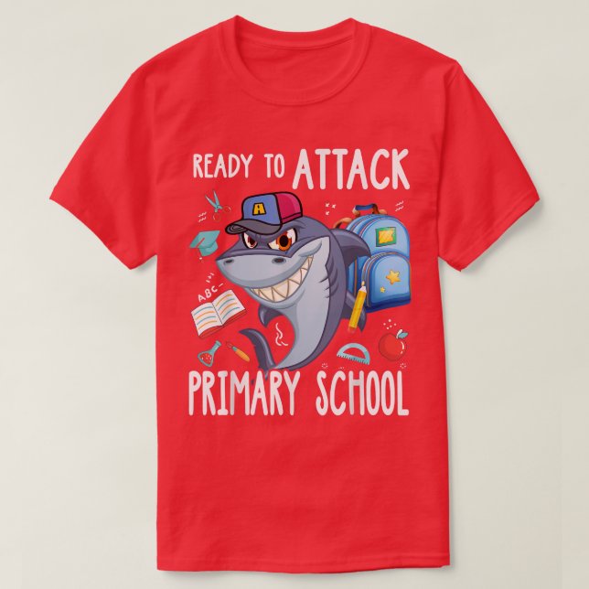 Camiseta Listo para atacar escuela primaria (Diseño del anverso)