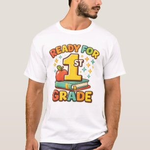 Camiseta Listo para el 1er Grado Retro Manzana Libro Primer