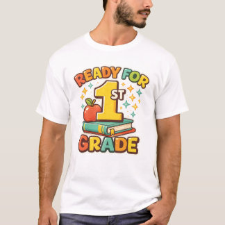 Camiseta Listo para el 1er Grado Retro Manzana Libro Primer