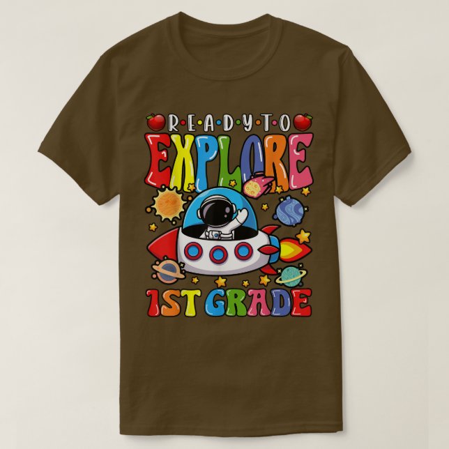 Camiseta Listo para explorar el astronauta de primer grado  (Diseño del anverso)