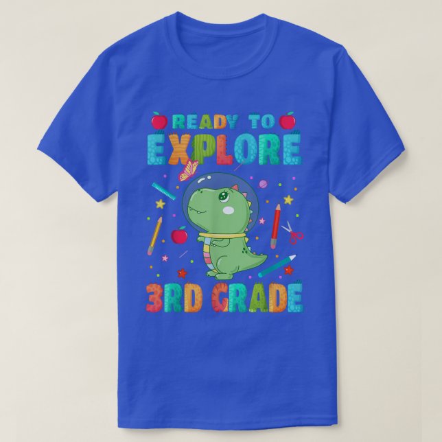 Camiseta Listo Para Explorar El Dinosaurio Espacial De 3er  (Diseño del anverso)