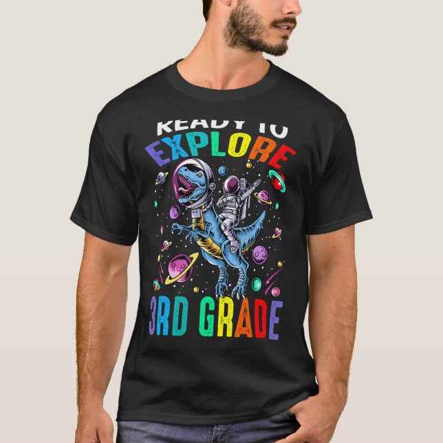 Camiseta Listo Para Explorar El Espacio De Dinosaurios De 3 (Anverso)