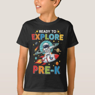 Camiseta Listo para Explorar Pre-K Astronauta Divertido 1er