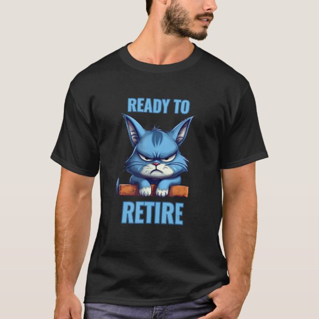 Camiseta Listo Para Retirar Gato Sleepy Cansado De Trabajar (Anverso)