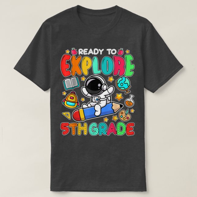 Camiseta Listo Para Superar El Astronauta De Patinaje De 5º (Diseño del anverso)