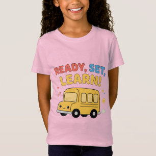 Camiseta Listo, Prepárate, Aprende Autobús Escolar Divertid