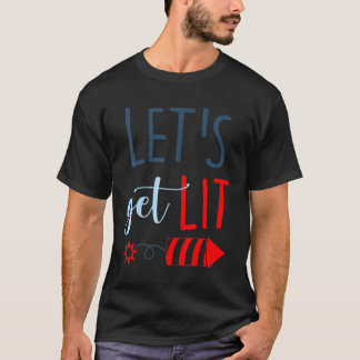 Camiseta Lit Patriotic 4 De Julio Fuegos Artificiales