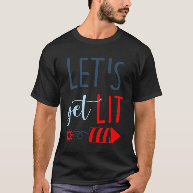 Camiseta Lit Patriotic 4 De Julio Fuegos Artificiales (Anverso)