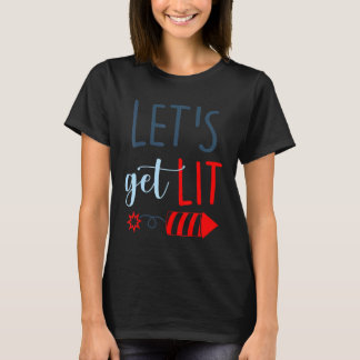 Camiseta Lit Patriotic 4 De Julio Fuegos Artificiales