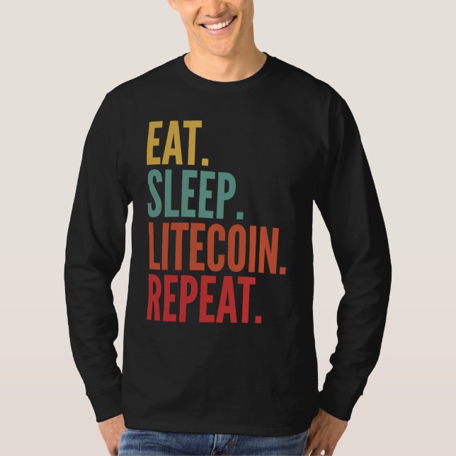 Camiseta Litecoin Crypto Eat Sleep Litecoin Repeat (Anverso)