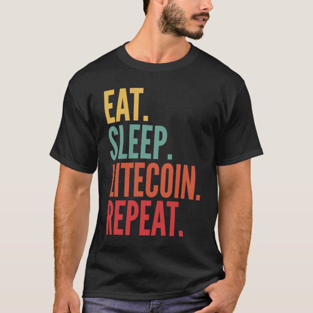 Camiseta Litecoin Crypto Eat Sleep Litecoin Repeat (Anverso)