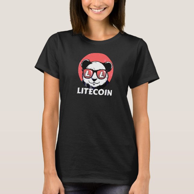 Camiseta Litecoin Ltc Cute Crypto Panda Sun Glasses Retro (Anverso)