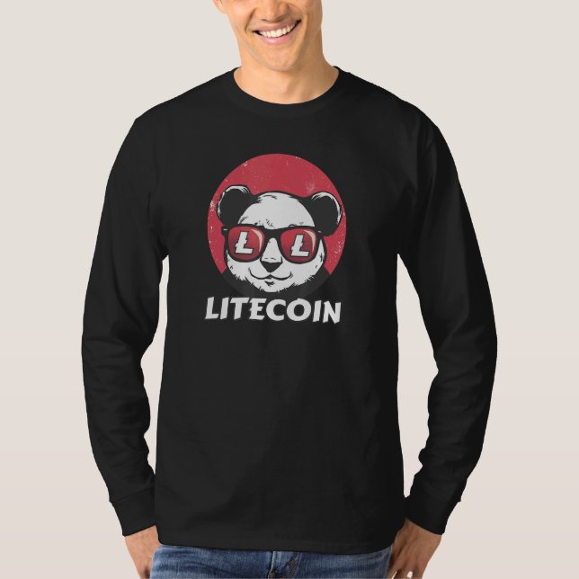 Camiseta Litecoin Ltc Cute Crypto Panda Sun Glasses Retro (Anverso)