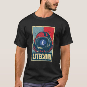 Camiseta Litecoína Retro Vintage LTC Al Astronauta De La Lu