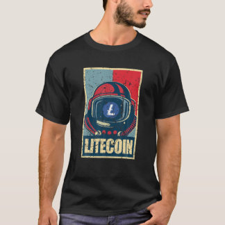 Camiseta Litecoína Retro Vintage LTC Al Astronauta De La Lu