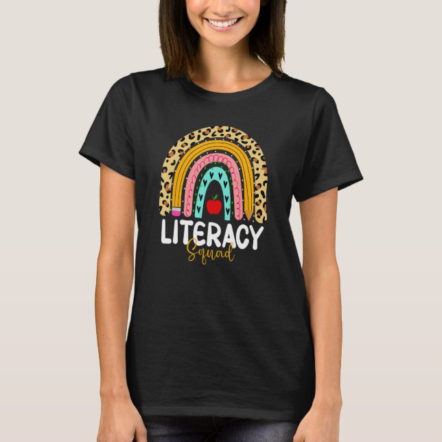 Camiseta Literacy Squad Leopard Rainbow Healthcare Doctor W (Anverso)