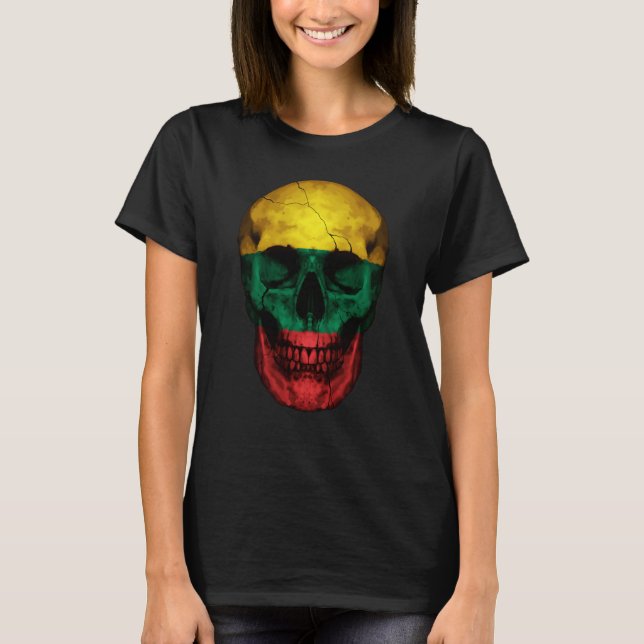 Camiseta Lithuania Flag Skull Lithuanian Roots Proud Patrio (Anverso)