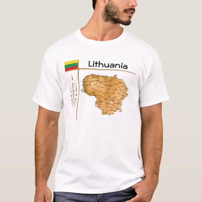 Camiseta Lithuania Mapa + Bandera + Título (Anverso)