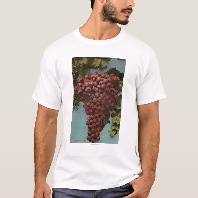 Camiseta Litografía de Chromo de la fruta de las uvas de (Anverso)