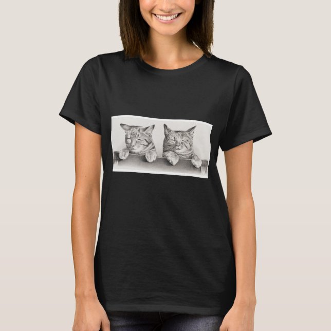 Camiseta Litografía de Gatos Durmientes Vintage, 1874 (Anverso)