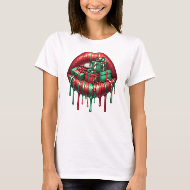 Camiseta Litros de goteo festivo con regalos de Navidades (Anverso)