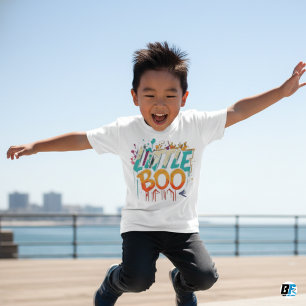 Camiseta Little Boo Naranja Negro Halloween Familia Combina