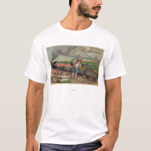 Camiseta Little Boy que descarga el dinero en tren