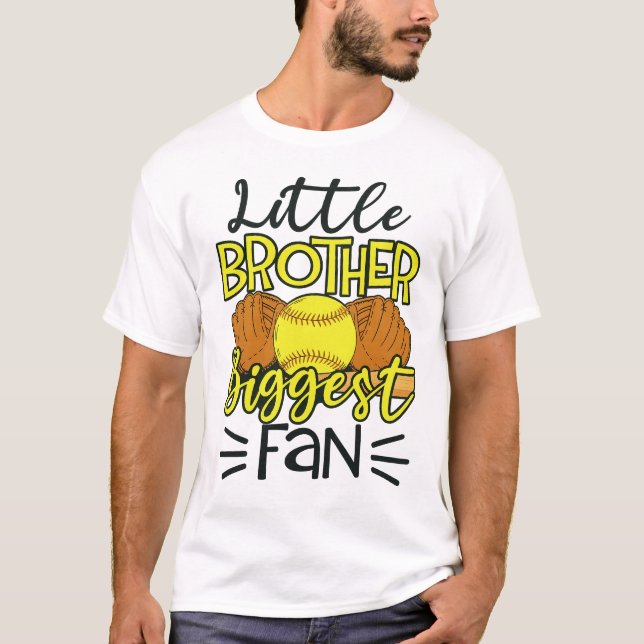 Camiseta  Little Brother Biggest Fan Softball (Anverso)