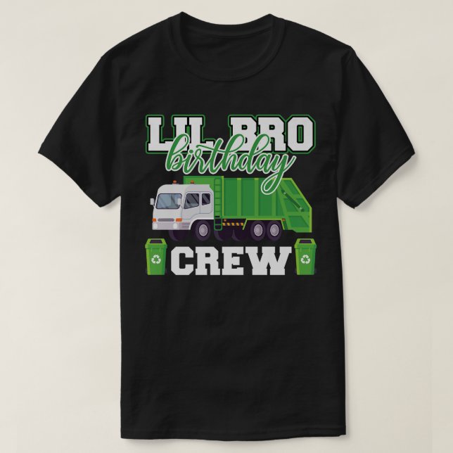 Camiseta Little Brother Birthday Crew Garbage Truck Family  (Diseño del anverso)
