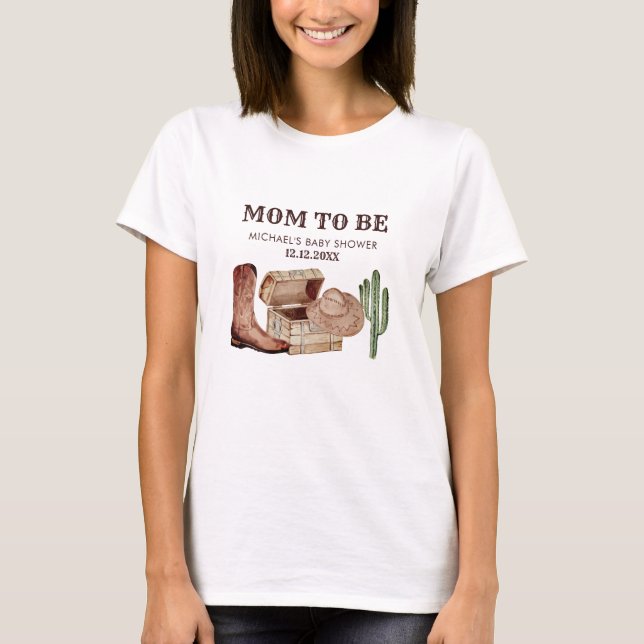 Camiseta Little Cowboy Baby Shower Cactus MOM TO BE (Anverso)