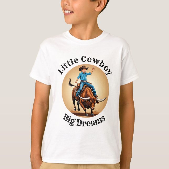 Camiseta Little Cowboy Big Dreams Bull Rider (Anverso)