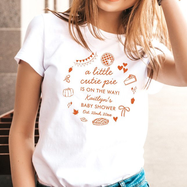 Camiseta Little Cutie Pie On The Way! Fall Baby Shower (Subido por el creador)