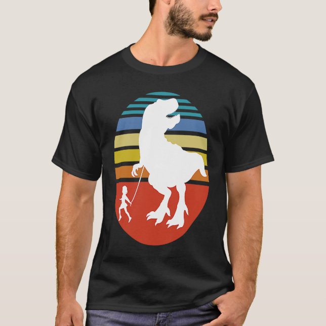 Camiseta Little Dirl walking her Tyrannosaurus Rex (Anverso)