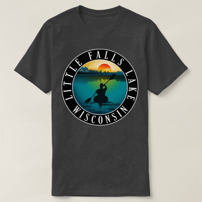 Camiseta Little Falls Lake Wisconsin Kayaking (Diseño del anverso)