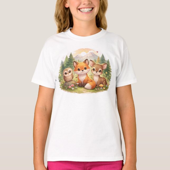 Camiseta Little Forest Friends: A Cozy Fox, Owl & Deer Adve (Anverso)