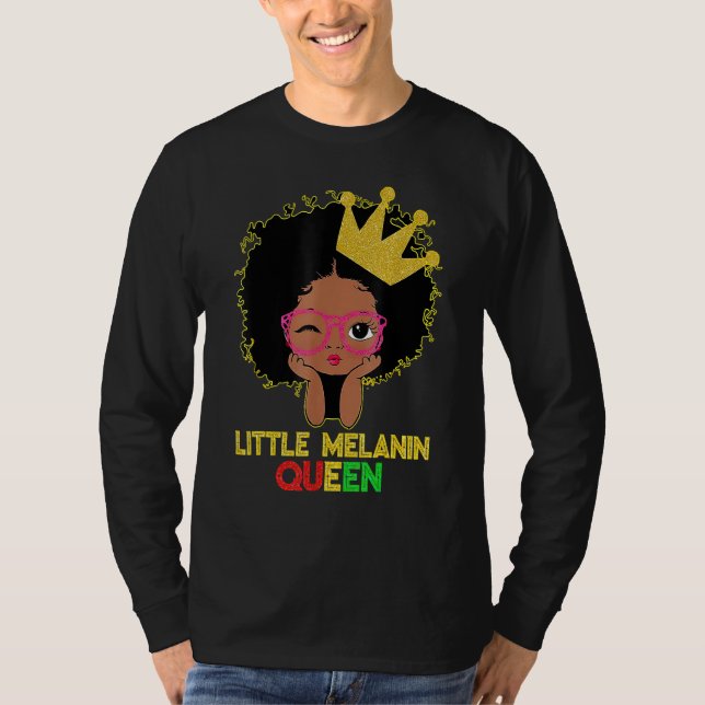 Camiseta Little Melanin Queen Cute Kids Girls Black History (Anverso)