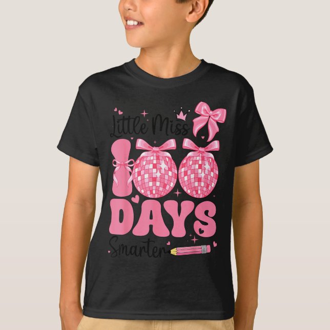Camiseta Little Miss 100 Days Smarter Kids Girls 100th Day  (Anverso)