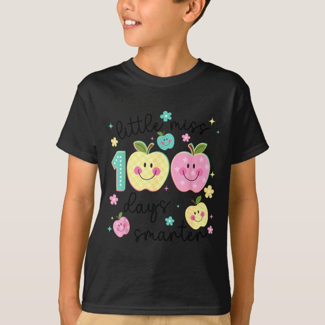 Camiseta Little Miss 100 Days Smarter Kids Girls 100th Day  (Anverso)