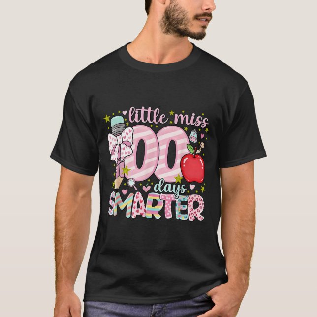 Camiseta Little Miss 100 Days Smarter Kids Girls 100th Day  (Anverso)