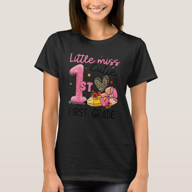 Camiseta Little Miss First Grado Lápiz Leopard Heart Back (Anverso)
