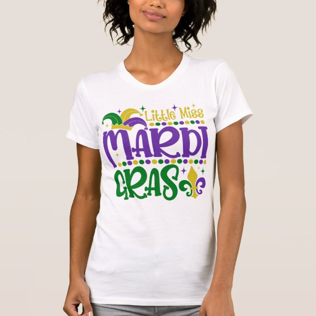 Camiseta Little Miss Mardi Gras Cute Carnival Outfit (Anverso)