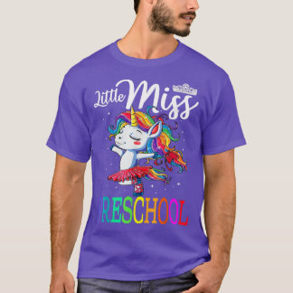 Camiseta Little Miss Preschool Unicorn First Day Of School 