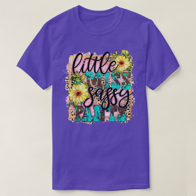 Camiseta Little Miss Sassy Pants Cowhide Sunflower Leopard  (Diseño del anverso)