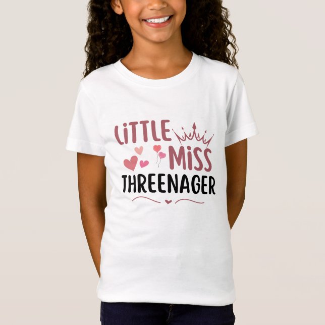 Camiseta little miss threenager 3rd birthday 3 years old (Anverso)