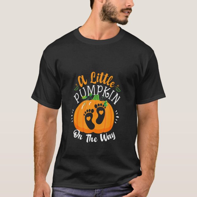 Camiseta Little Pumpkin On The Way Halloween Pregnancy Anno (Anverso)