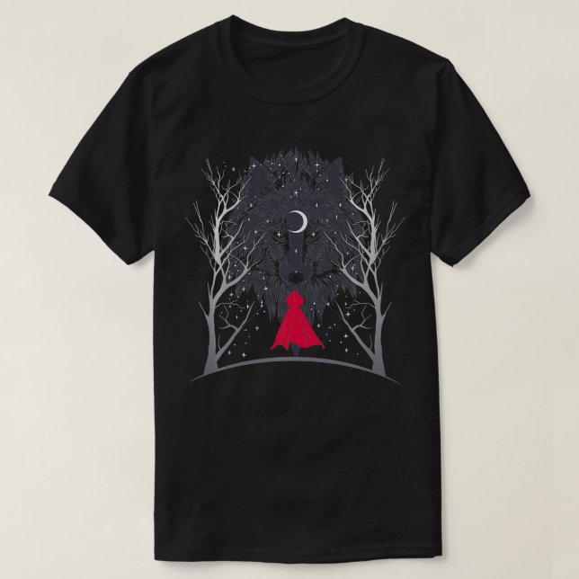 Camiseta Little Red Riding Hood and the Wolf in the Moonlig (Diseño del anverso)