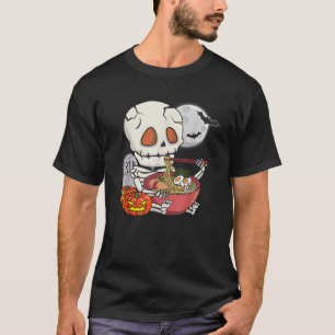 Camiseta Little Skelton comiendo Ramen Kawaii Spooky Anime 