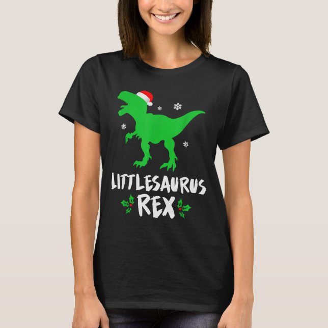 Camiseta Little T Rex Matching Family Christmas Dinosaur Sh (Anverso)