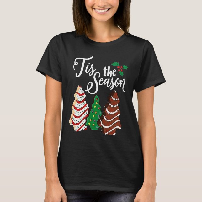 Camiseta Little This Season Christmas Tree Cakes Debbie (Anverso)